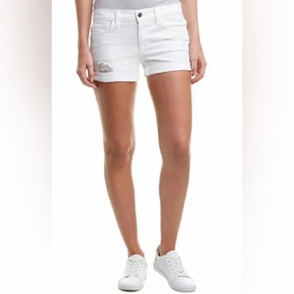 Joe’s Jeans White Denim Shorts Distressed Rolled Hem Women’s Size 26